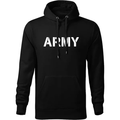 DRAGOWA мъжки суитшърт с качулка Army, черен, 320г/м2 (5668)