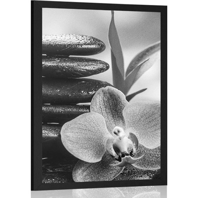 Plakát meditační Zen kompozice v černobílém provedení - 20x30 black