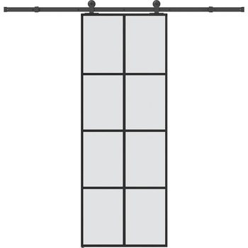 vidaXL Плъзгаща се врата с обков 76x205 см ESG стъкло и алуминий (3332888)