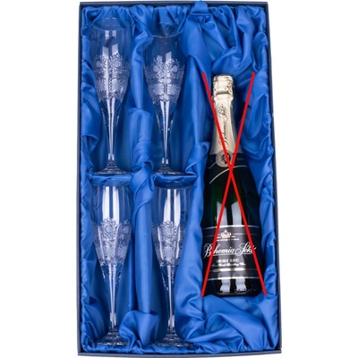 ONTE CRYSTAL Sada na sekt se skleničkami Klasika Sampus broušené skleničky 4 x 150 ml