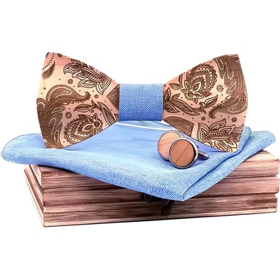 HARAHU Дървен папион lo-30919 - Светло синя kp30919 (lo-30919)