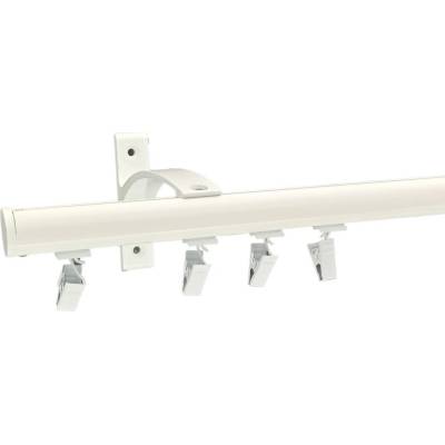 KovovégarnýžeCZ Garnýž Deco elegance bílá lesklá Dvouřadá, 101-150cm, jezdec s háčkem