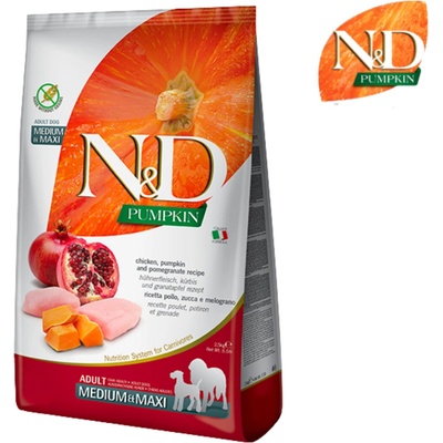 N&D Pumpkin Dog Adult Medium & Maxi Grain Free Chicken & Pomegranate 12 kg