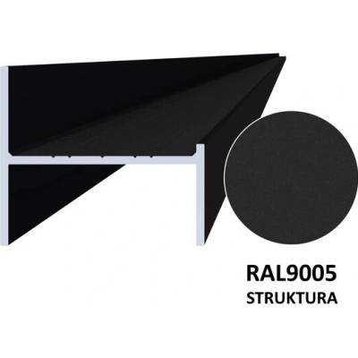 Hliníkový UT profil 50x44x6000 mm, s povrchovou úpravou, práškové lakování se strukturou RAL 9005