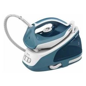Tefal Express Easy Steam Station for all fabrics, quick ironing with high steam output, anti-calc system with removable calc collector, vertical steaming, and automatic shut-off, Turquoise/White. - SV6131 Ютии