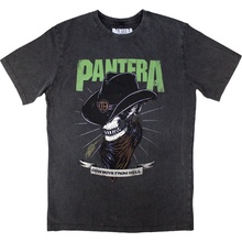 Pantera tričko Skeleton Cowboy Stone Wash Unisex Charcoal Grey