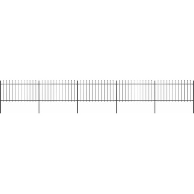 vidaXL Zahradní plot s kopím nahoře ocelový 892,5 x 100 cm černý
