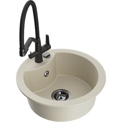 Mexen Diego гранитна мивка с 1 отделение и кухненски смесител Duo, бежов - 6512-69-671701-70-B (6512-69-671701-70-B)