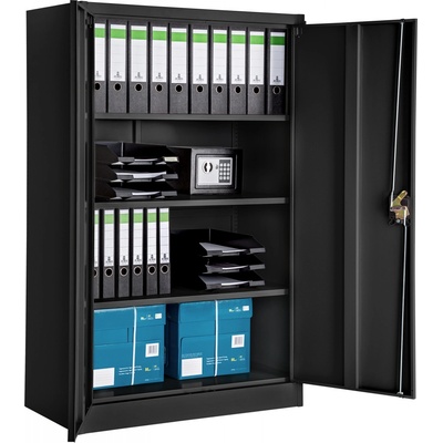 Tectake Kovová archivační skříň na spisy 4 přihrádky 140x90x40cm, šedá – Zboží Mobilmania