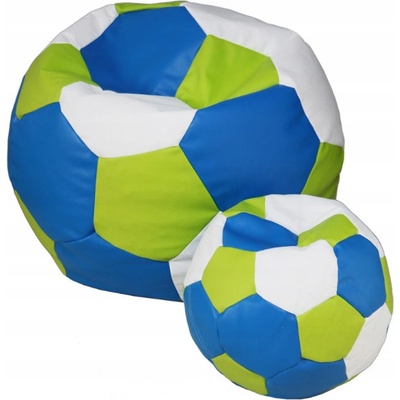 Fitmania Fotbalový míč XXL + podnožník vzor 33 modro zeleno bílá