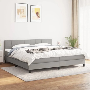 vidaXL Боксспринг легло с матрак, светлосиво, 160x200 см, плат (3140065)
