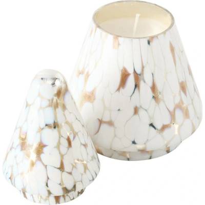 Boltze Home Skleněná svíčka ve tvaru vánočního stromku DOTTI, výš, 17,5 cm, ručně vyrobená zlatá