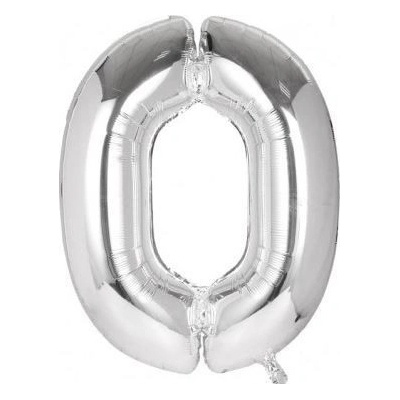 IMPAP Fóliový balónek 40 cm číslice 0 stříbrný 24226
