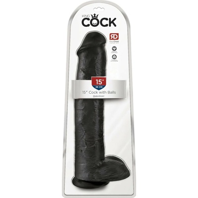King Cock 15 dildo s přísavkou a varlaty černý 38 cm
