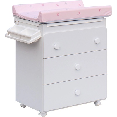 Přebalovací komoda s vaničkou Scarlett Vista - bílá - s Přebalovací podložkou Slon - Růžová – Zboží Dáma