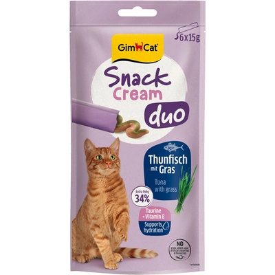 GimCat Snack Cream Duo Tunak & Trava 6 x 15 g