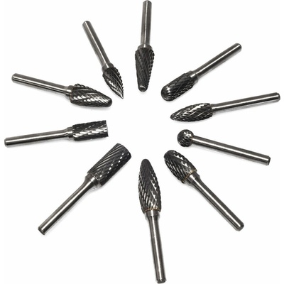 Tagred Frézy, rotačné pilníky na kovy, 6 mm, sada 10 ks, TA4045