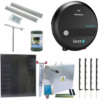 Expert sada solárného ohradníka - Kompletná bezpečnostná schránka + 1 J zdroj, 40 W panel, 2,5 mm lanko