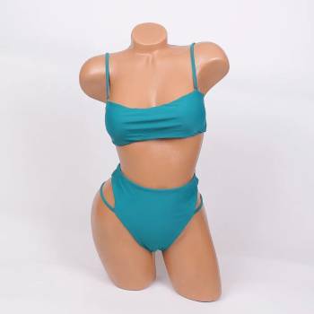 Image 1 of Тюркоазено-зелен бански - бюстие и бикина с висока талия