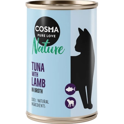 Cosma 6х140г Cosma Nature, консервирана храна за котки - риба тон с агнешко