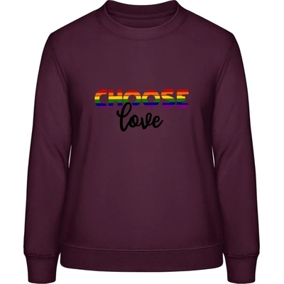 AWDis Dúhová mikina s Nápisom Choose Love purpurovočervená