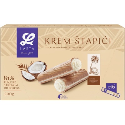 Lasta tyčinky s kokosovým krémom 16 ks 200 g