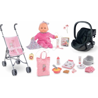 Corolle Set vajíčko s bábikou Eloise Baby Doll Carrier Cybex Priam 2in1 Black s om a doplnkami