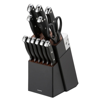KLAUSBERG Комплект ножове Klausberg KB 7985, 13 части, Неръждаема стомана, Стойка+точило, Черен