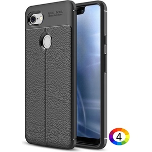 Google Pixel 3 XL Удароустойчив Litchi Skin Калъф и Протектор