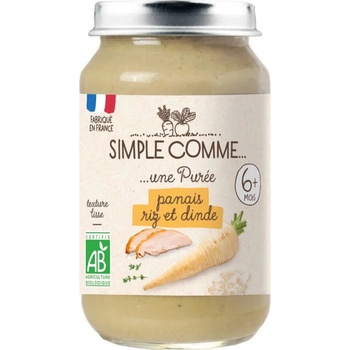 Simple Comme Био зеленчуково пюре Simple Comme - С пуешко, пащърнак и ориз, 6 м+, 190 g (3288131900643)