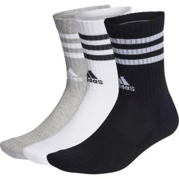 adidas Юношески чорапи Adidas Cushioned 3 Stripe Crew Sock 3 Pack Juniors - Grey/Wht/Black