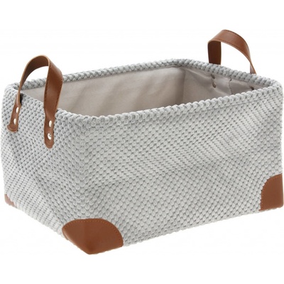 Home Styling Collection Úložný košík manšestr s uchy 36 x 26 x 19 cm šedá