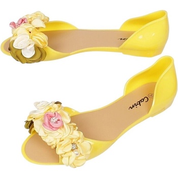 Жълти силиконови обувки с декоративни цветя
