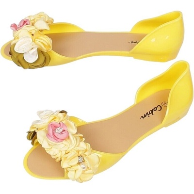 Жълти силиконови обувки с декоративни цветя