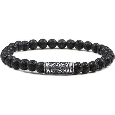 Daniel Dawson pánský korálkový Brandon lávový kámen různé velikosti NR2028 černá