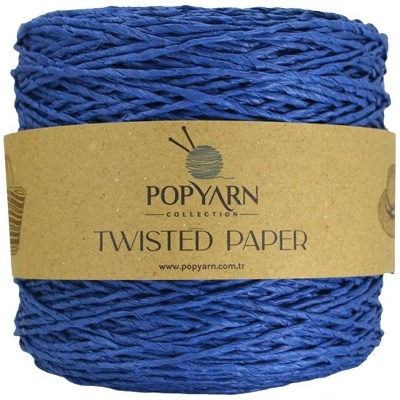 POPYARN Papírová příze Twisted paper B532 - modrá, 250g 255m