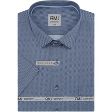 AMJ pánská bavlněná košile krátký rukáv regular fit VKBR1501 bílá zrna, modrá