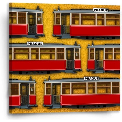 Sablio Obraz Pražské historické električky Žltý Pattern - 50x50 cm