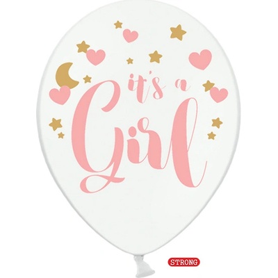Balónky pastelově bílé s nápisem It´s a Girl 30 cm strong