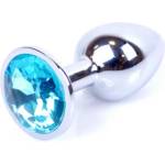 1Sexy Малък метален анален разширител в сребристо със син кристал Silver Plug