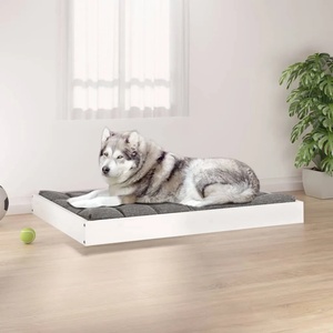 vidaXL Кучешко легло, бяло, 101, 5x74x9 см, борова дървесина масив (820867)