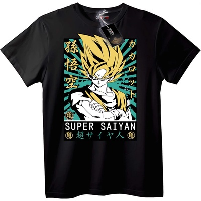 NOONEBRAND Тениска Super Saiyan Goku от аниме - L, Black
