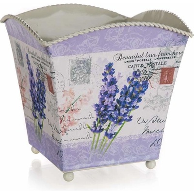 HOME DECOR Květináč plechový čtvercový LAVENDER 16 x 16 x 16 cm
