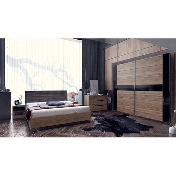 Спален комплект Modern 3 кастело коняк и черен гланц мдф