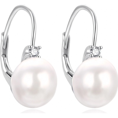 AGATO Půvabné stříbrné náušnice s perlou AGT-E116LW-P