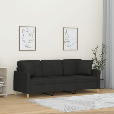 vidaXL 3místná pohovka s polštáři černá 180 cm textil 11461.3200921