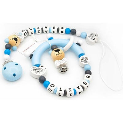 HappyKidsPraha Set Klip na dudlík a Chrastítko DOMINO