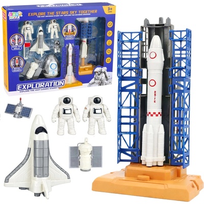 LeanToys Vesmírná sada Kosmonauti Startovací věž Raketoplán