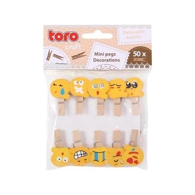 Toro dřevěné kolíčky na prádo smajlík 3,5 cm 10 ks