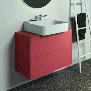 Ideal Standard Atelier Conca стенен шкаф с 2 чекмеджета и плот с централен изрез 80 см червено-оранжев мат (T3947Y3)